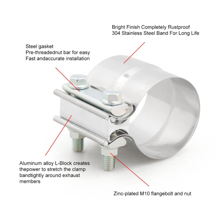 2.25 inch Car Turbo Exhaust Downpipe Stainless Steel Lap Joint Band Clamp - Booster Cable & Clip by PMC Jewellery | Online Shopping South Africa | PMC Jewellery | Buy Now Pay Later Mobicred