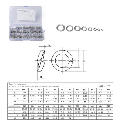 275 PCS Stainless Steel Spring Lock Washer Assorted Kit M2-M16 for Car / Boat / Home Appliance - Nuts & Bolts by PMC Jewellery | Online Shopping South Africa | PMC Jewellery