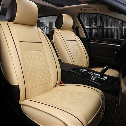 Car Leather Full Coverage Seat Cushion Cover, Standard Version, Only One Seat(Beige) - Seat Accessories by PMC Jewellery | Online Shopping South Africa | PMC Jewellery | Buy Now Pay Later Mobicred