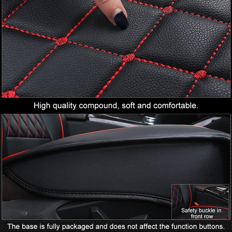 Car Leather Full Coverage Seat Cushion Cover, Luxury Version,Only One Front Seat(Black Red) - Seat Accessories by PMC Jewellery | Online Shopping South Africa | PMC Jewellery | Buy Now Pay Later Mobicred