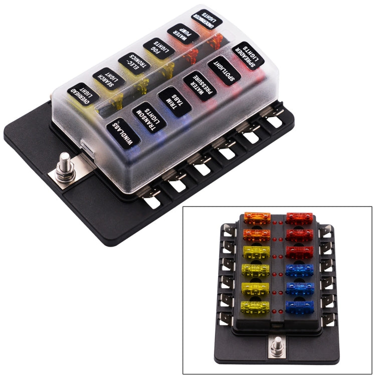 1 in 12 Out Fuse Box PC Terminal Block Fuse Holder Kits with LED Warning Indicator for Auto Car Truck Boat - Fuse by PMC Jewellery | Online Shopping South Africa | PMC Jewellery