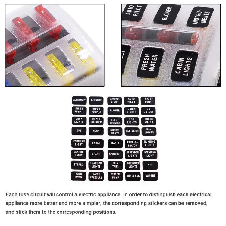 1 in 12 Out Fuse Box PC Terminal Block Fuse Holder Kits with LED Warning Indicator for Auto Car Truck Boat - Fuse by PMC TechLife | Online Shopping South Africa | PMC TechLife | Buy Now Pay Later Mobicred