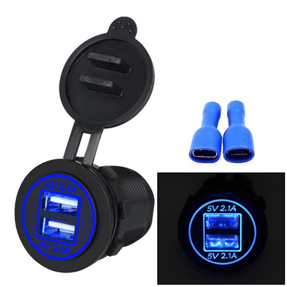 Universal Car Charger 2 Port Power Socket Power Dual USB Charger 5V 4.2A IP66 with Aperture(Blue Light) - DIY Modified Charger by PMC Jewellery | Online Shopping South Africa | PMC Jewellery | Buy Now Pay Later Mobicred