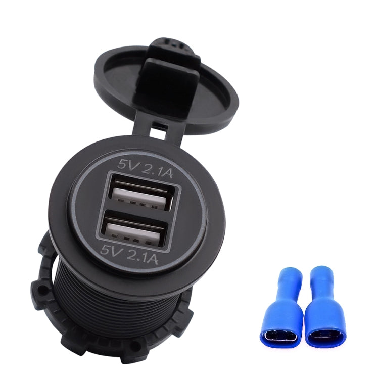 Universal Car Charger 2 Port Power Socket Power Dual USB Charger 5V 4.2A IP66 with Aperture(Blue Light) - DIY Modified Charger by PMC TechLife | Online Shopping South Africa | PMC TechLife | Buy Now Pay Later Mobicred