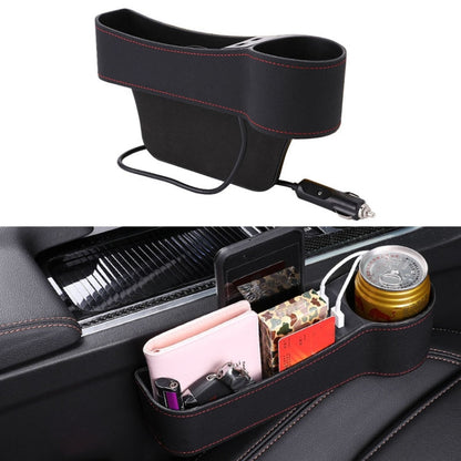 Car Multi-functional Co-pilot Seat Console PU Leather Box Cigarette Lighter Charging Pocket Cup Holder Seat Gap Side Storage Box (Black) - Stowing Tidying by PMC Jewellery | Online Shopping South Africa | PMC Jewellery | Buy Now Pay Later Mobicred