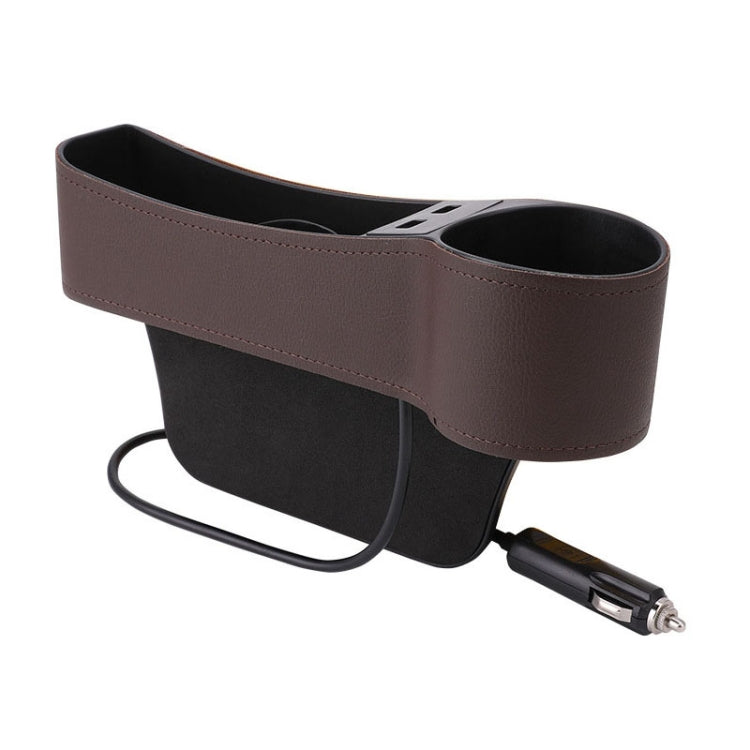 Car Multi-functional Co-pilot Seat Console PU Leather Box Cigarette Lighter Charging Pocket Cup Holder Seat Gap Side Storage Box(Coffee) - Stowing Tidying by PMC Jewellery | Online Shopping South Africa | PMC Jewellery