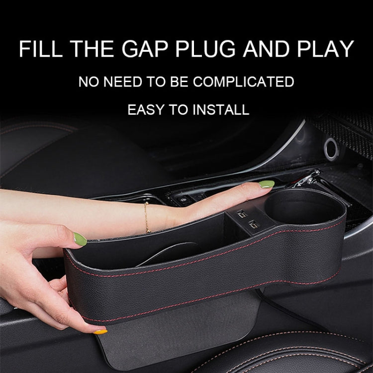 Car Multi-functional Co-pilot Seat Console PU Leather Box Cigarette Lighter Charging Pocket Cup Holder Seat Gap Side Storage Box(Coffee) - Stowing Tidying by PMC Jewellery | Online Shopping South Africa | PMC Jewellery