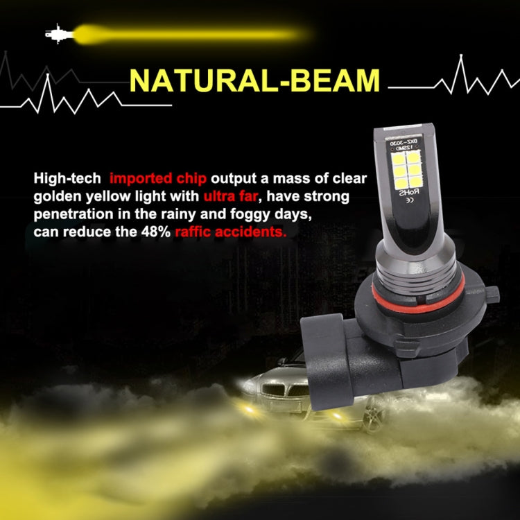 2 PCS 9006 DC12V-24V / 12W / 3000K / 800LM 12LEDs SMD-3030 Car LED Fog Light (Yellow Light) - Fog / Driving Lights by PMC TechLife | Online Shopping South Africa | PMC TechLife | Buy Now Pay Later Mobicred