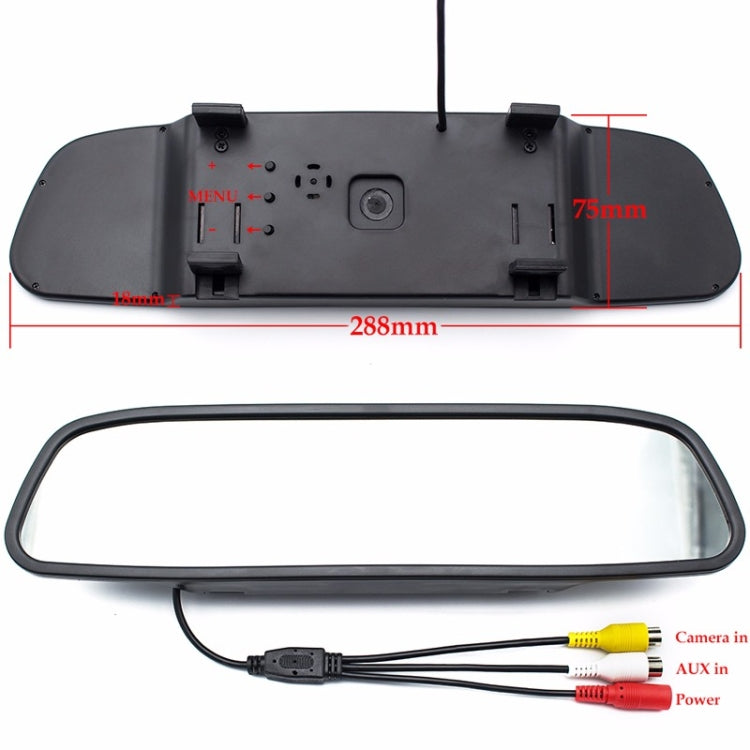 PZ604 170 Degree Car 4.3 inch Rearview Mirror Monitor with Square Camera - Rear View Cameras by PMC Jewellery | Online Shopping South Africa | PMC Jewellery | Buy Now Pay Later Mobicred