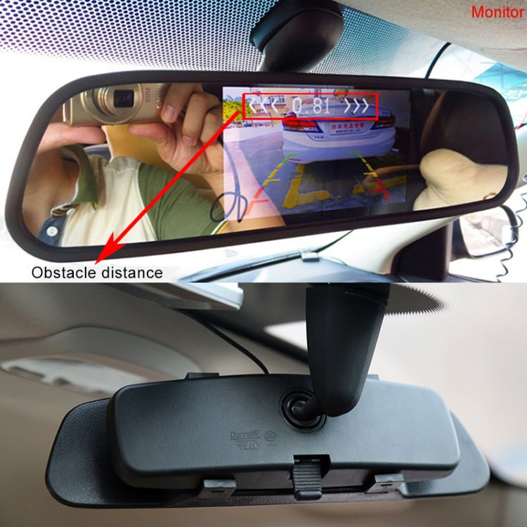 PZ604 170 Degree Car 4.3 inch Rearview Mirror Monitor with Square Camera - Rear View Cameras by PMC Jewellery | Online Shopping South Africa | PMC Jewellery | Buy Now Pay Later Mobicred