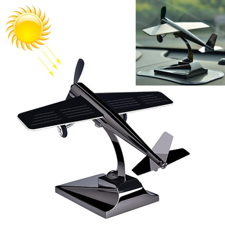 Car Interior Decoration Accessories Aircraft Model Ornaments Propeller Rotating Solar Energy Ornament (Black) - Ornaments by PMC Jewellery | Online Shopping South Africa | PMC Jewellery | Buy Now Pay Later Mobicred