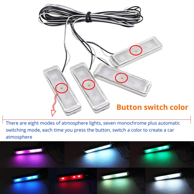 4 PCS Universal Car Colorful LED Inner Handle Light Atmosphere Lights Decorative Lamp DC12V / 0.5W Cable Length: 70cm (Colour) - free shipping - PMC TechLife - Order now!