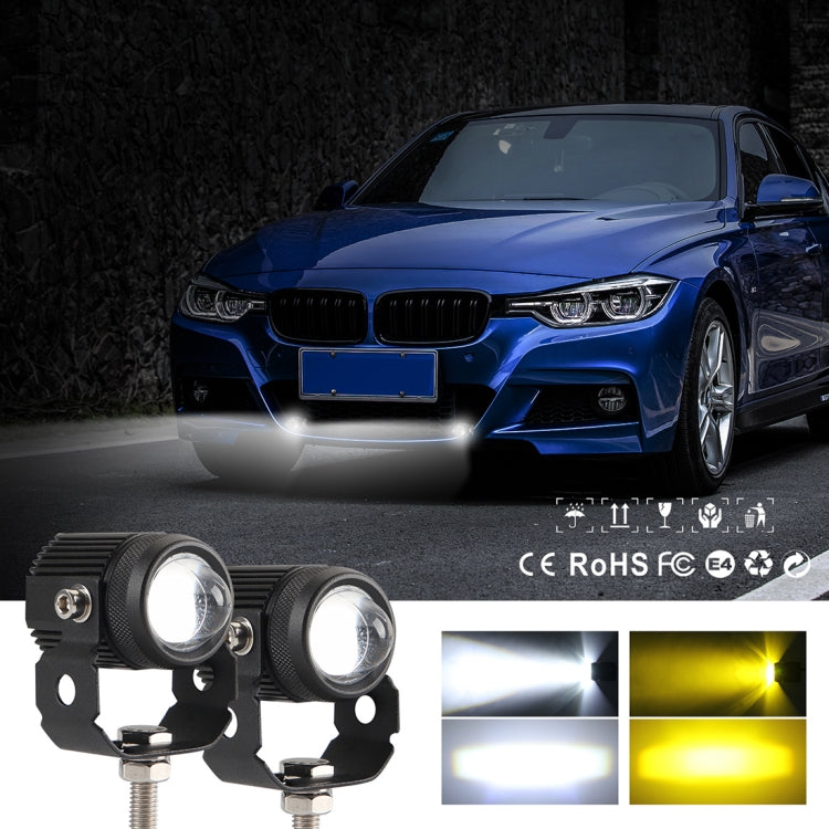 2 PCS DC9-36V / 20W / 6000K / 3000K / 2000LM Motorcycles Double Color Headlights / Fog Light - Headlights by PMC Jewellery | Online Shopping South Africa | PMC Jewellery | Buy Now Pay Later Mobicred