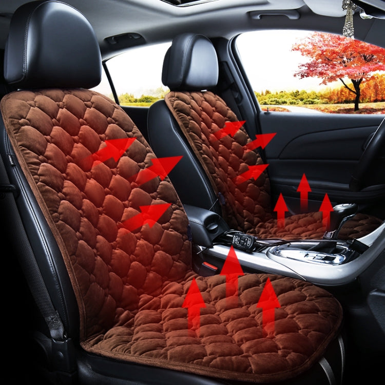 Car 12V Front Seat Heater Cushion Warmer Cover Winter Heated Warm, Double Seat (Coffee) - Seat Accessories by PMC Jewellery | Online Shopping South Africa | PMC Jewellery | Buy Now Pay Later Mobicred