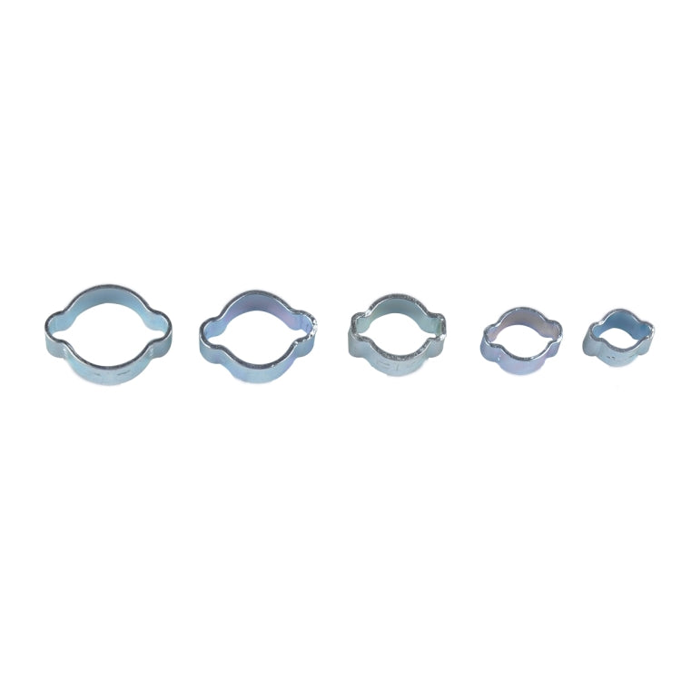 100 PCS Adjustable Double Ear Zinc Plated Steel Hydraulic Hose Clamps O-Clips Pipe Fuel Air, Inside Diameter Range: 5.0-31mm - Booster Cable & Clip by PMC Jewellery | Online Shopping South Africa | PMC Jewellery | Buy Now Pay Later Mobicred