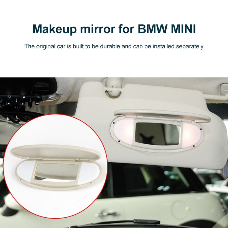 Car Sunshade Makeup Mirror Sun Visor for BMW mini R50R56, Left Driving (Beige) - Sunglasses & Glasses Clips by PMC Jewellery | Online Shopping South Africa | PMC Jewellery | Buy Now Pay Later Mobicred