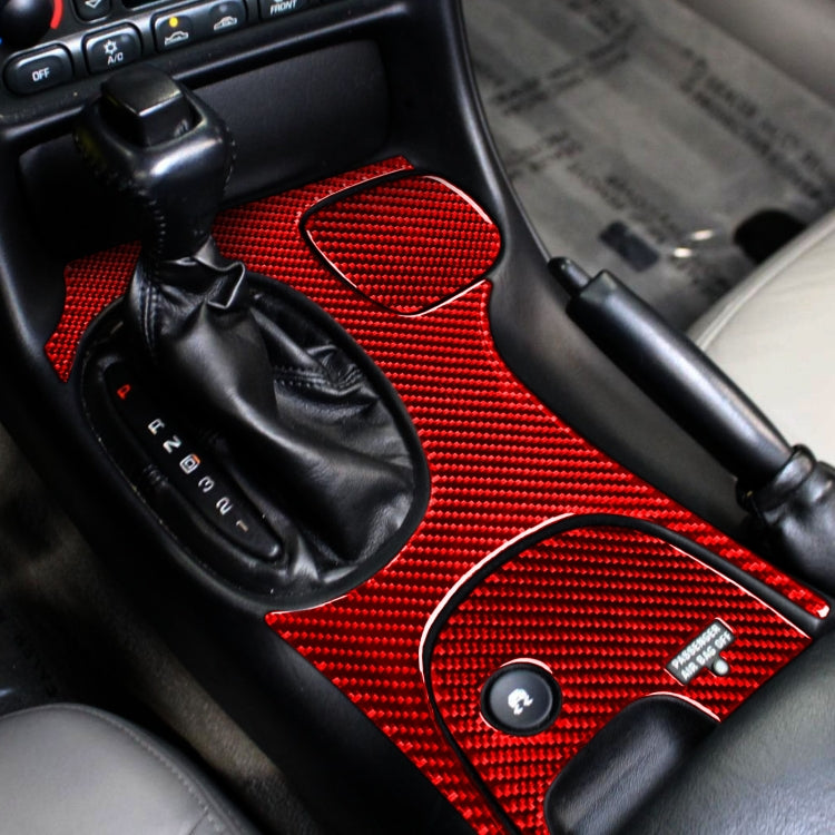 3 in 1 Carbon Fiber Car Gear Panel Sticker Kits C for Chevrolet Corvette C5 1998-2004, Left Drive (Red) - Car Interior Mouldings by PMC Jewellery | Online Shopping South Africa | PMC Jewellery | Buy Now Pay Later Mobicred