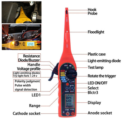 MS8211 Car Electric Circuit Tester (Yellow) - Electronic Test by PMC Jewellery | Online Shopping South Africa | PMC Jewellery | Buy Now Pay Later Mobicred