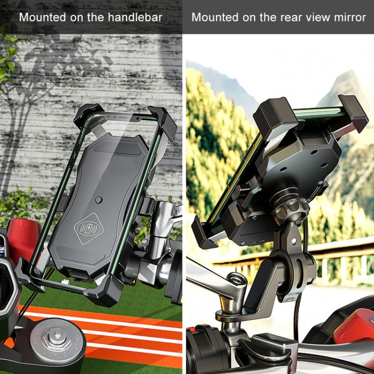 2 in 1 Motorcycle Wireless Charger + QC 3.0 USB Fast Charging Phone Holder - Holder by PMC Jewellery | Online Shopping South Africa | PMC Jewellery | Buy Now Pay Later Mobicred