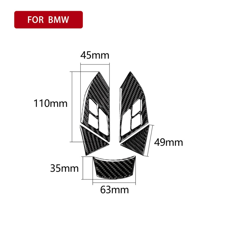 5 in 1 Car Carbon Fiber Solid Color Steering Wheel Button Decorative Sticker for BMW 5 Series E60 2004-2010, Left and Right Drive Universal - Car Interior Mouldings by PMC Jewellery | Online Shopping South Africa | PMC Jewellery | Buy Now Pay Later Mobicred