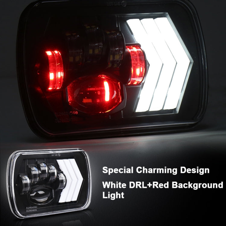 2 PCS 5X7 inch Car Modified Red Background LED Square Headlamp for Jeep Wrangler - Work Lights by PMC Jewellery | Online Shopping South Africa | PMC Jewellery | Buy Now Pay Later Mobicred