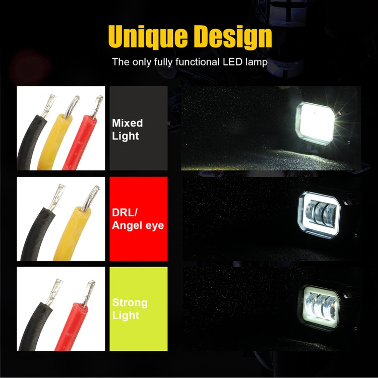 2 PCS Car 4 inch Square Spotlight Work Light with Angel Eyes (White Light) - Work Lights by PMC Jewellery | Online Shopping South Africa | PMC Jewellery | Buy Now Pay Later Mobicred