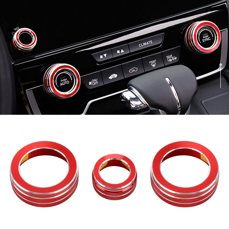 3 PCS Car Metal Air Conditioner Knob Case for Honda CR-V 2017(Red) - Decoration Rings by PMC Jewellery | Online Shopping South Africa | PMC Jewellery | Buy Now Pay Later Mobicred