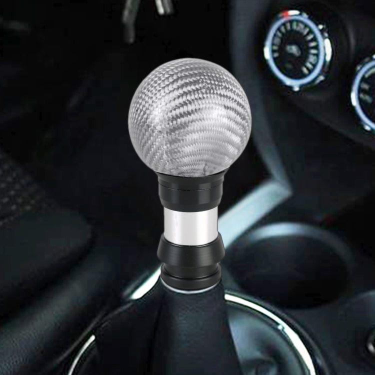 Universal Car Pressable Telescopic Carbon Fiber Gear Head Gear Shift Knob, Length: 9.5cm (Silver) - Shift Knob by PMC Jewellery | Online Shopping South Africa | PMC Jewellery | Buy Now Pay Later Mobicred