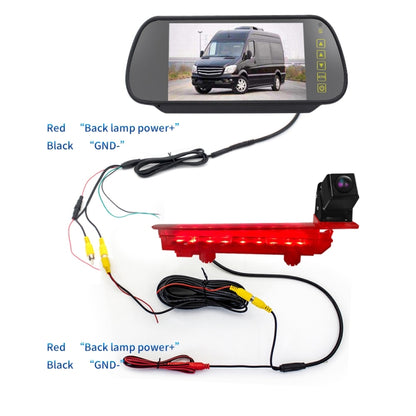 PZ470 Car Waterproof 170 Degree Brake Light View Camera + 7 inch Rearview Monitor for Volkswagen T5 / T6 2010-2017 - Rear View Cameras by PMC Jewellery | Online Shopping South Africa | PMC Jewellery | Buy Now Pay Later Mobicred