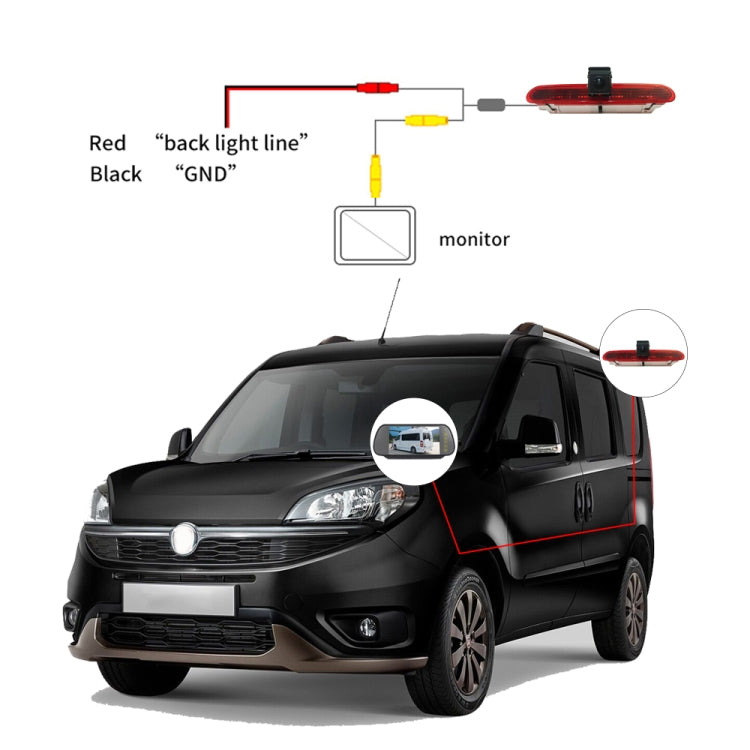 PZ472 Car Waterproof 170 Degree Brake Light View Camera + 7 inch Rearview Monitor for Fiat / Opel - Rear View Cameras by PMC Jewellery | Online Shopping South Africa | PMC Jewellery | Buy Now Pay Later Mobicred