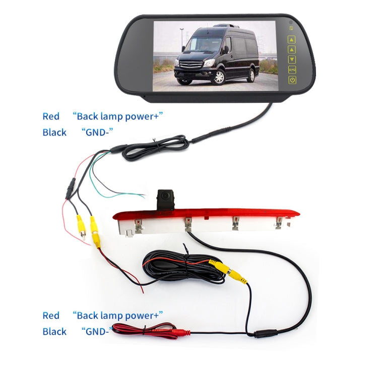 PZ473 Car Waterproof 170 Degree Brake Light View Camera + 7 inch Rearview Monitor for Volkswagen T6 Single Door - Rear View Cameras by PMC Jewellery | Online Shopping South Africa | PMC Jewellery | Buy Now Pay Later Mobicred