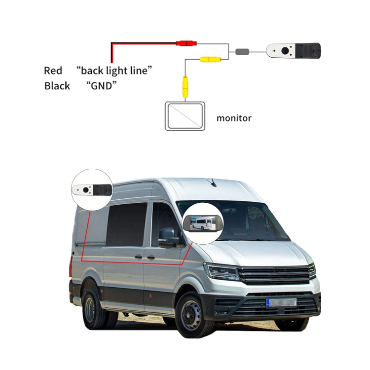 PZ475 Car Waterproof 170 Degree Brake Light View Camera + 7 inch Rearview Monitor for Volkswagen Crafter - Rear View Cameras by PMC Jewellery | Online Shopping South Africa | PMC Jewellery | Buy Now Pay Later Mobicred