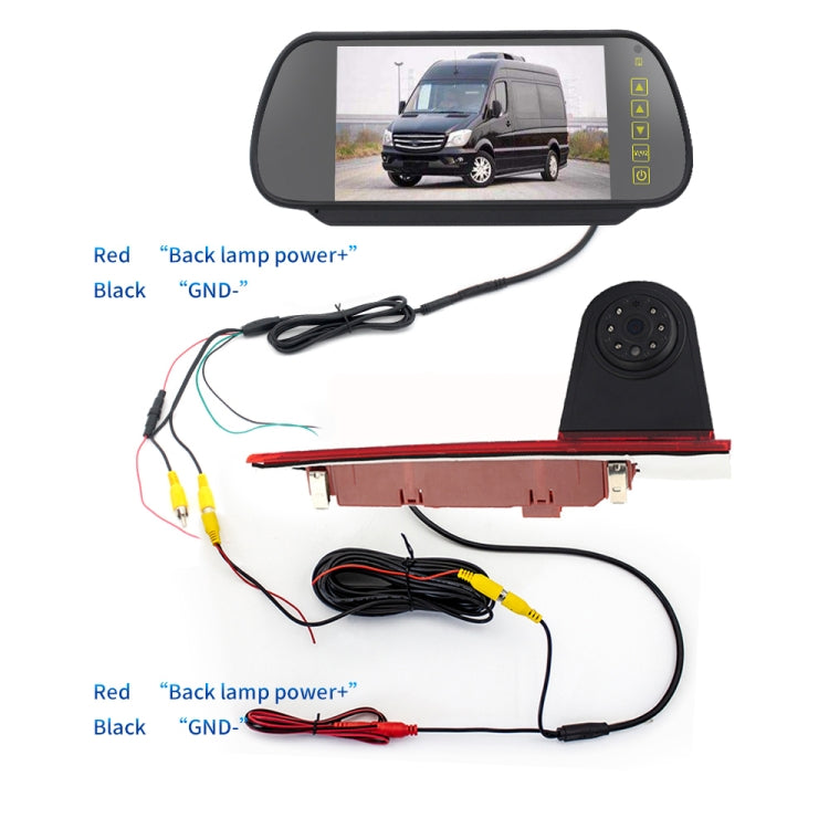 PZ477 Car Waterproof 170 Degree Brake Light View Camera + 7 inch Rearview Monitor for Ford Transit Custom - Rear View Cameras by PMC Jewellery | Online Shopping South Africa | PMC Jewellery | Buy Now Pay Later Mobicred