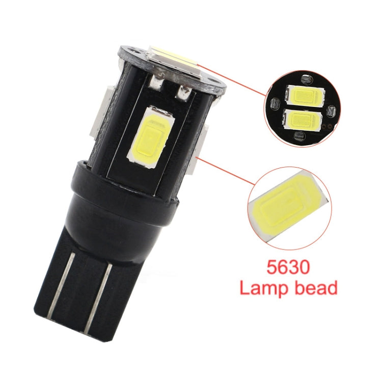 10 PCS T10 DC12V / 1.5W / 6000K / 80LM Car Decoding LED Clearance Lights with 6LEDs SMD-5630 Lamp Beads - Brake Lights by PMC Jewellery | Online Shopping South Africa | PMC Jewellery | Buy Now Pay Later Mobicred