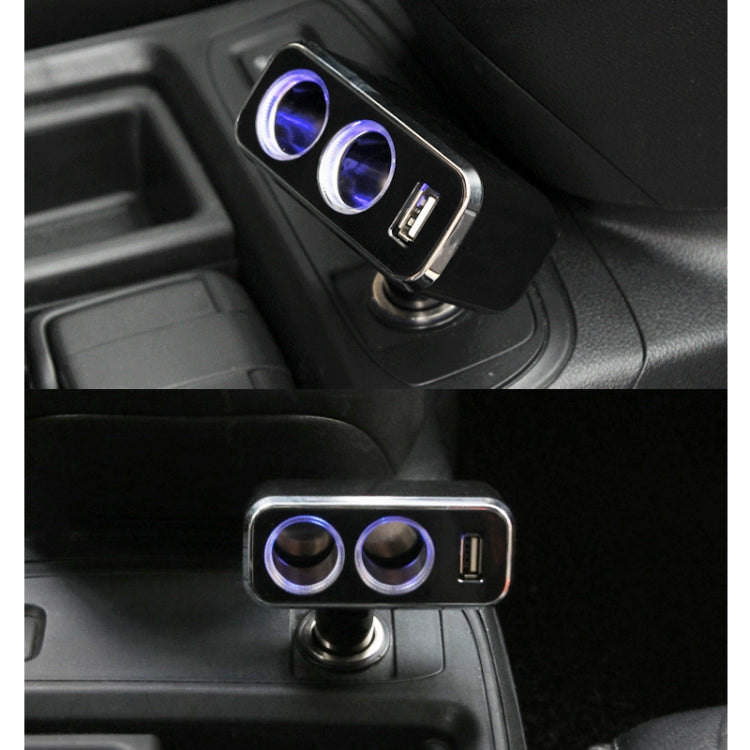 SHUNWEI SD-1909 80W 0.8A Car 2 in 1 USB Charger 90 Degree Free Rotation Cigarette Lighter (Black) - Cigar Socket by SHUNWEI | Online Shopping South Africa | PMC Jewellery