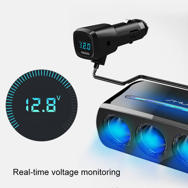 SHUNWEI SD-1939D 120W QC3.0 Car 3 in 1 Dual USB Charger Cigarette Lighter - Cigar Socket by SHUNWEI | Online Shopping South Africa | PMC Jewellery | Buy Now Pay Later Mobicred