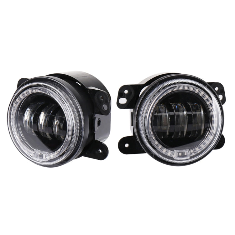 2 PCS DC12V-30V / 30W / 3A / 1440LM 12LEDs  4 inch Car LED Colorful Fog Light, Style: Black Background(Yellow Light) - free shipping - PMC TechLife - Order now!