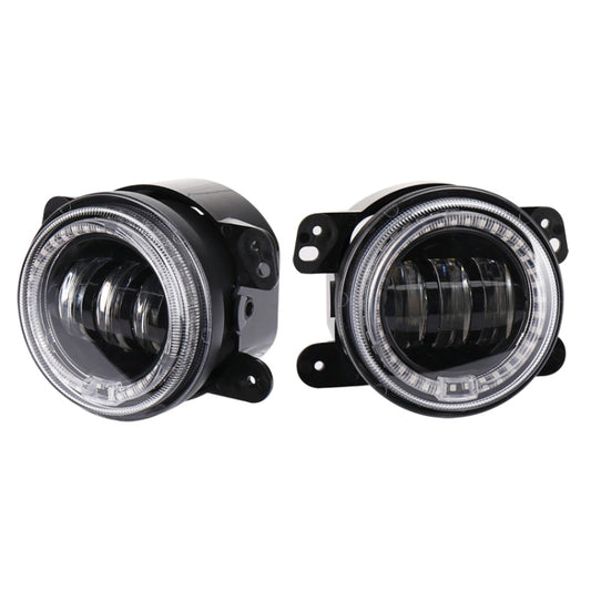 2 PCS DC12V-30V / 30W / 3A / 1440LM 12LEDs  4 inch Car LED Colorful Fog Light, Style: Black Background(Yellow Light) - Fog / Driving Lights by PMC Jewellery | Online Shopping South Africa | PMC Jewellery | Buy Now Pay Later Mobicred