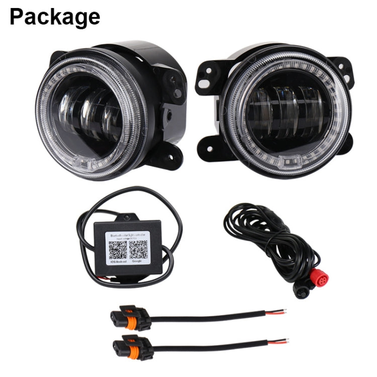 2 PCS DC12V-30V / 30W / 3A / 1440LM 12LEDs  4 inch Car LED Colorful Fog Light, Style: Black Background(Yellow Light) - free shipping - PMC TechLife - Order now!