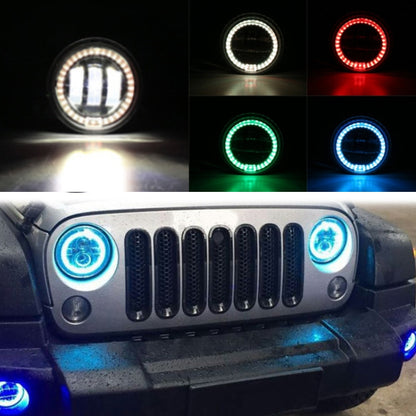 2 PCS DC12V-30V / 30W / 3A / 1440LM 12LEDs  4 inch Car LED Colorful Fog Light, Style: Black Background(Yellow Light) - Fog / Driving Lights by PMC Jewellery | Online Shopping South Africa | PMC Jewellery | Buy Now Pay Later Mobicred