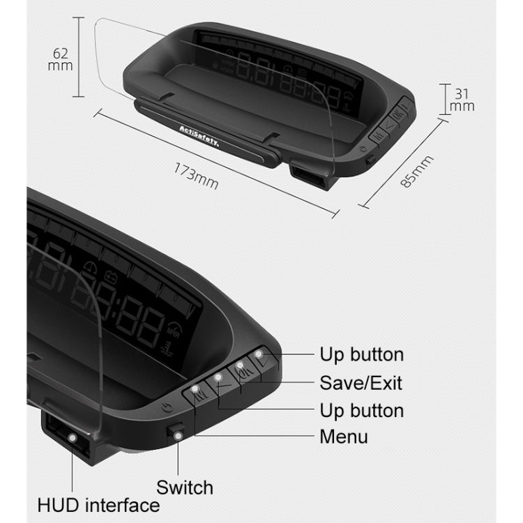 H402 Car 4 inch OBD Mode HUD Head-up Display Support Engine Failure Alarm / Water Temperature Alarm Voltage Alarm - Head Up Display System by PMC Jewellery | Online Shopping South Africa | PMC Jewellery | Buy Now Pay Later Mobicred