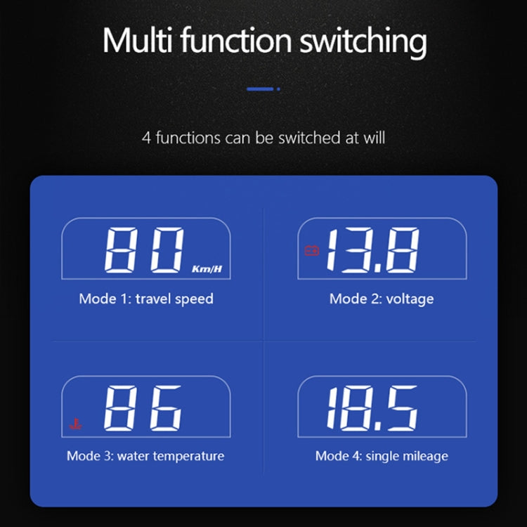 H408S Car 3.7 inch OBD Mode HUD Head-up Display Support Engine Failure Alarm / Water Temperature Alarm Voltage Alarm - Head Up Display System by PMC Jewellery | Online Shopping South Africa | PMC Jewellery | Buy Now Pay Later Mobicred