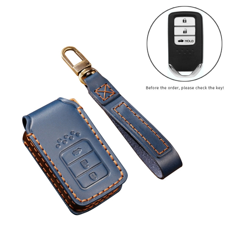 Hallmo Car Cowhide Leather Key Protective Cover Key Case for Honda 3-button Tail Box(Brown) - Car Key Cases by Hallmo | Online Shopping South Africa | PMC Jewellery | Buy Now Pay Later Mobicred