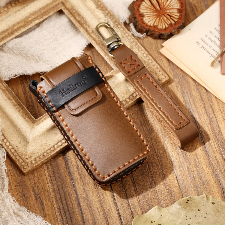 Hallmo Car Cowhide Leather Key Protective Cover Key Case for Trumpchi GS4 2021 C Style(Brown) - free shipping - PMC TechLife - Order now!