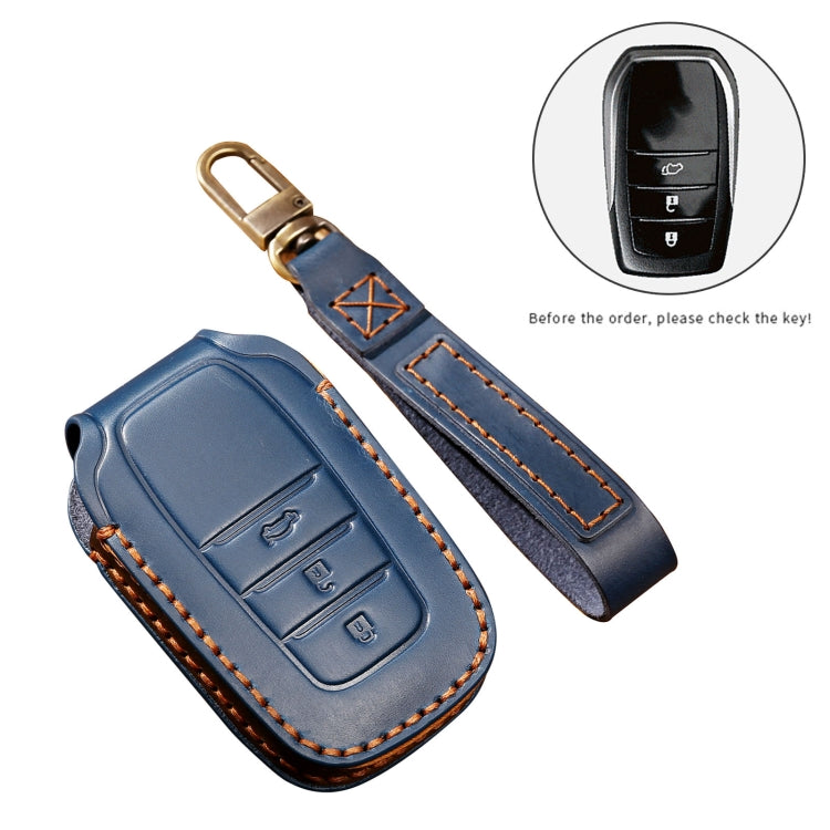 Hallmo Car Cowhide Leather Key Protective Cover Key Case for Toyota Corolla 2017 3-button(Brown) - free shipping - PMC TechLife - Order now!
