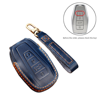 Hallmo Car Cowhide Leather Key Protective Cover Key Case for Geely Emgrand B Style(Blue) - Car Key Cases by Hallmo | Online Shopping South Africa | PMC Jewellery | Buy Now Pay Later Mobicred