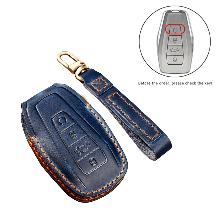 Hallmo Car Cowhide Leather Key Protective Cover Key Case for Geely Emgrand B Style(Brown) - Car Key Cases by Hallmo | Online Shopping South Africa | PMC Jewellery | Buy Now Pay Later Mobicred