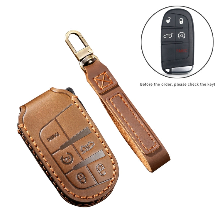 Hallmo Car Cowhide Leather Key Protective Cover Key Case for Jeep Compass(Blue) - Car Key Cases by Hallmo | Online Shopping South Africa | PMC Jewellery | Buy Now Pay Later Mobicred