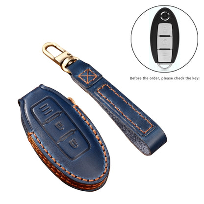 Hallmo Car Cowhide Leather Key Protective Cover Key Case for Nissan Sylphy 2-button(Black) - Car Key Cases by Hallmo | Online Shopping South Africa | PMC Jewellery | Buy Now Pay Later Mobicred