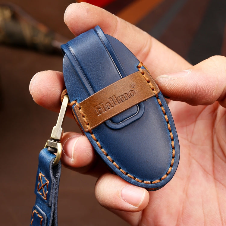 Hallmo Car Cowhide Leather Key Protective Cover Key Case for Nissan Sylphy 3-button Horn(Brown) - Car Key Cases by Hallmo | Online Shopping South Africa | PMC TechLife | Buy Now Pay Later Mobicred
